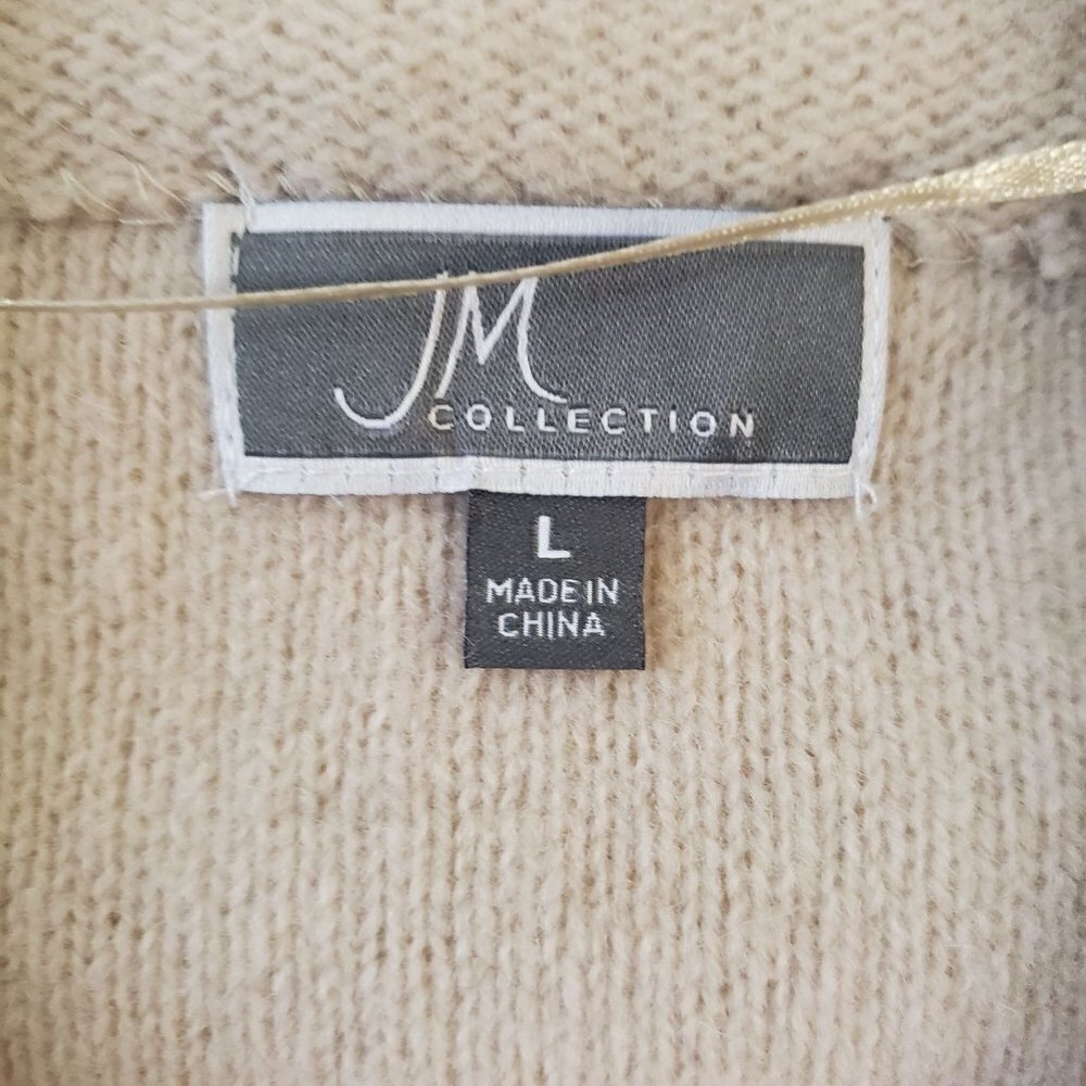 J M Collection Wool Rhinestone Embellished Closure Jacket Neutral Beige Size L - Picture 6 of 9
